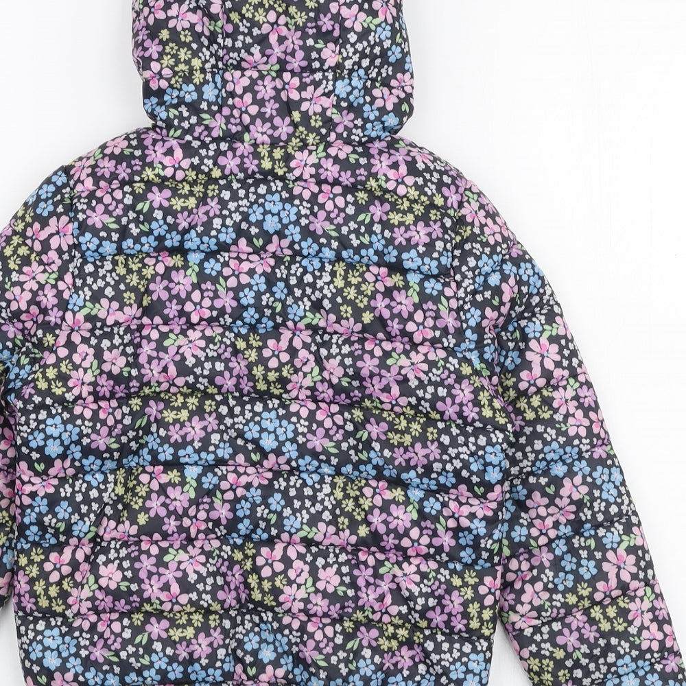 Primark Girls Multicoloured Floral  Puffer Jacket Coat Size 5-6 Years  Zip