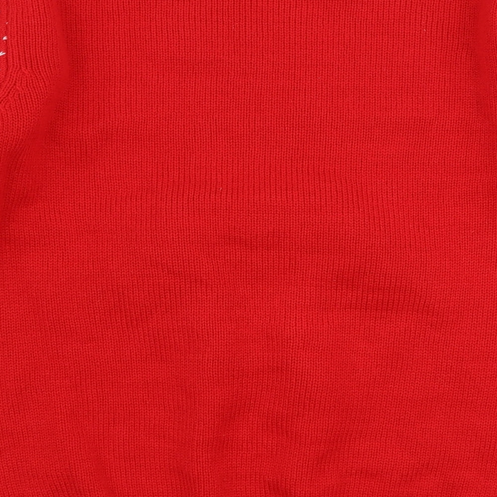 Matalan Girls Red Round Neck  Acrylic Pullover Jumper Size 11 Years  Pullover - Christmas