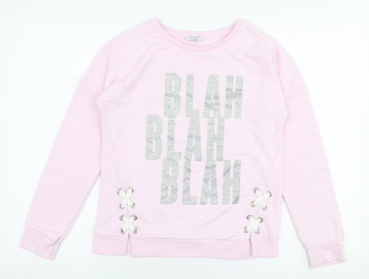 Primark Girls Pink  Polyester Pullover Sweatshirt Size 11-12 Years  Pullover