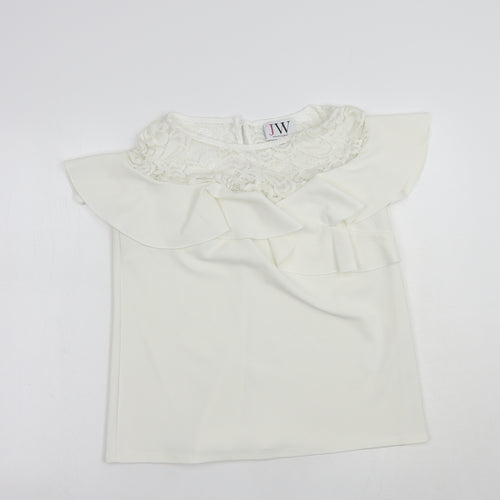Jessica Wright Womens White  Polyester Basic Blouse Size 12 Round Neck - Lace Detail