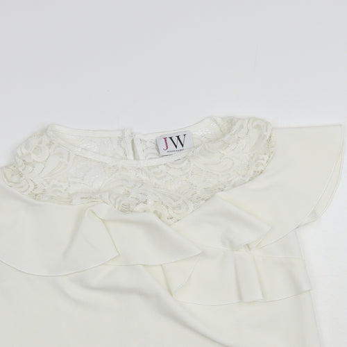 Jessica Wright Womens White  Polyester Basic Blouse Size 12 Round Neck - Lace Detail