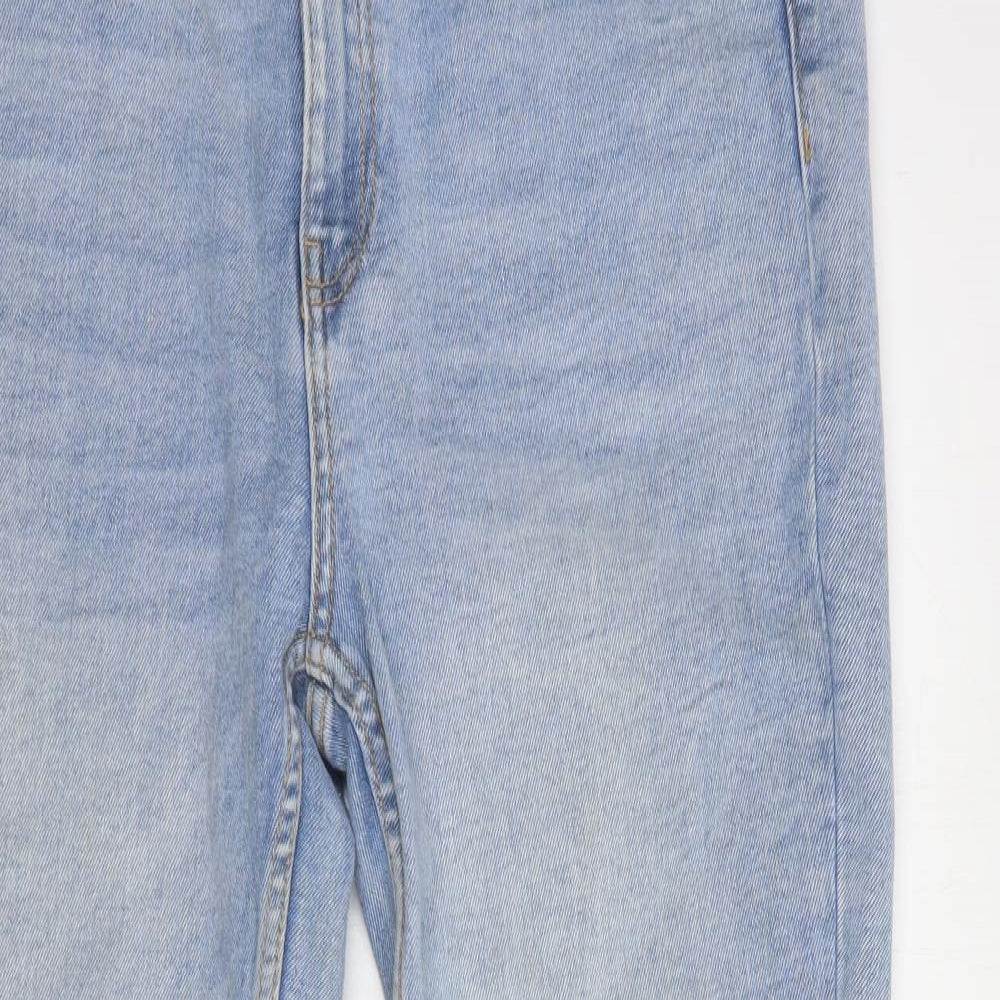 Zara Womens Blue  Cotton Tapered Jeans Size 16 L29 in Regular Button