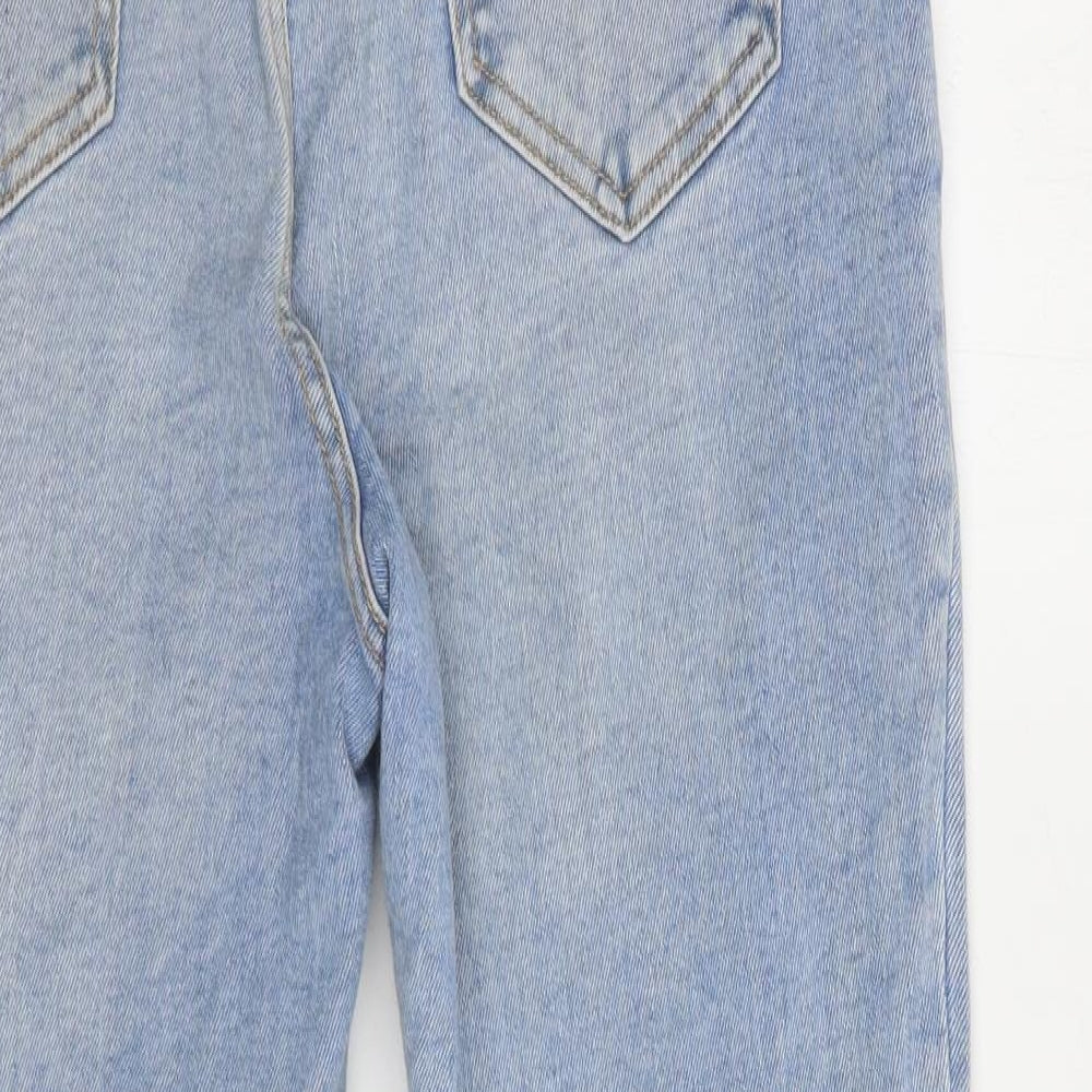 Zara Womens Blue  Cotton Tapered Jeans Size 16 L29 in Regular Button
