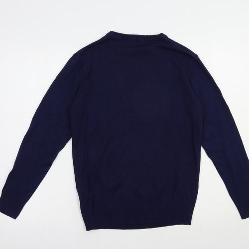 H&M Boys Blue Crew Neck  Acrylic Pullover Jumper Size 12-13 Years  Pullover - Christmas Jumper