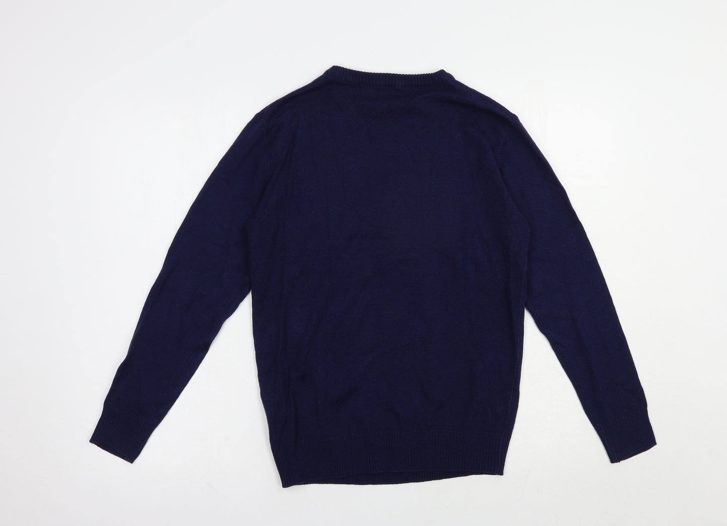 H&M Boys Blue Crew Neck  Acrylic Pullover Jumper Size 12-13 Years  Pullover - Christmas Jumper