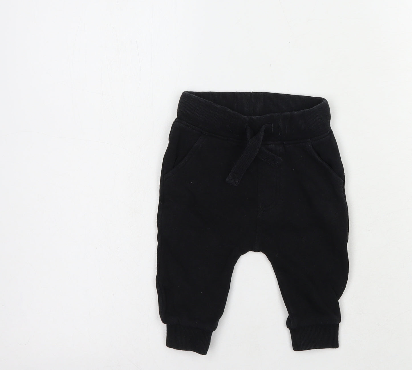 NEXT Baby Black  Cotton Jogger Trousers Size 6-9 Months  Drawstring