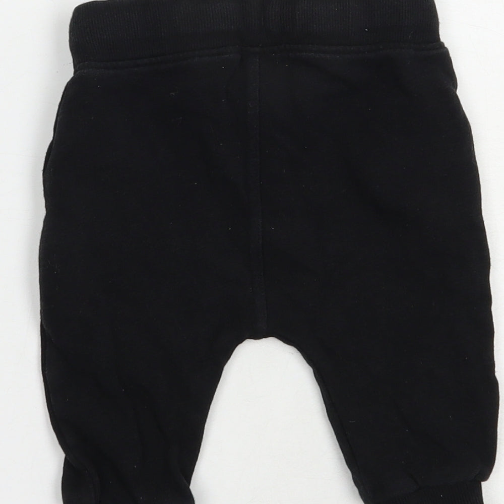 NEXT Baby Black  Cotton Jogger Trousers Size 6-9 Months  Drawstring