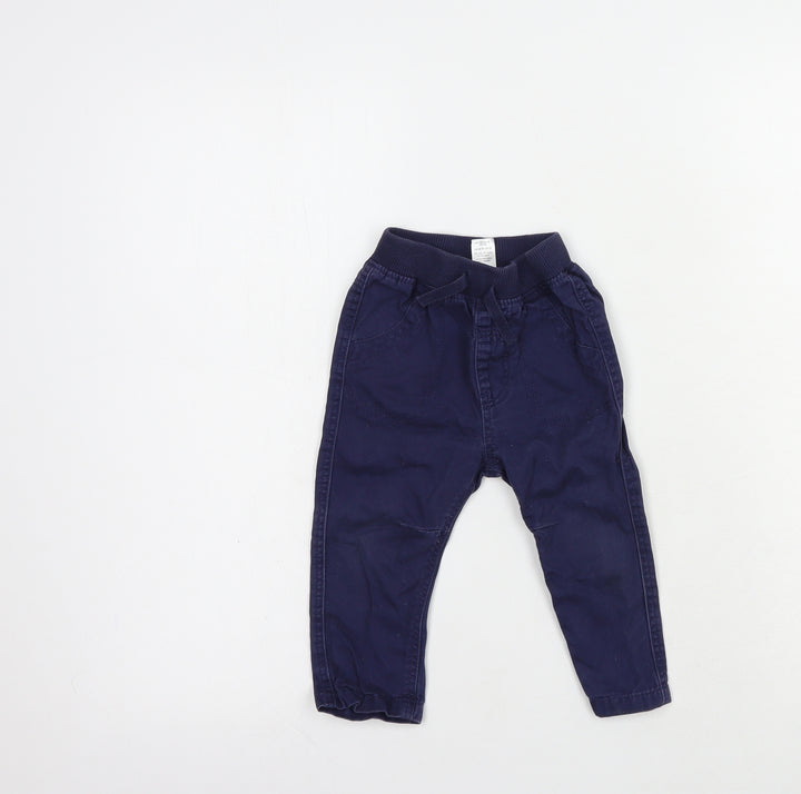 George Baby Blue Cotton Jogger Trousers Size 6-9 Months Drawstring