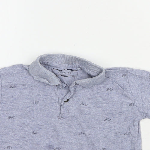 NEXT Boys Blue Geometric Cotton Basic Polo Size 2-3 Years Collared Button