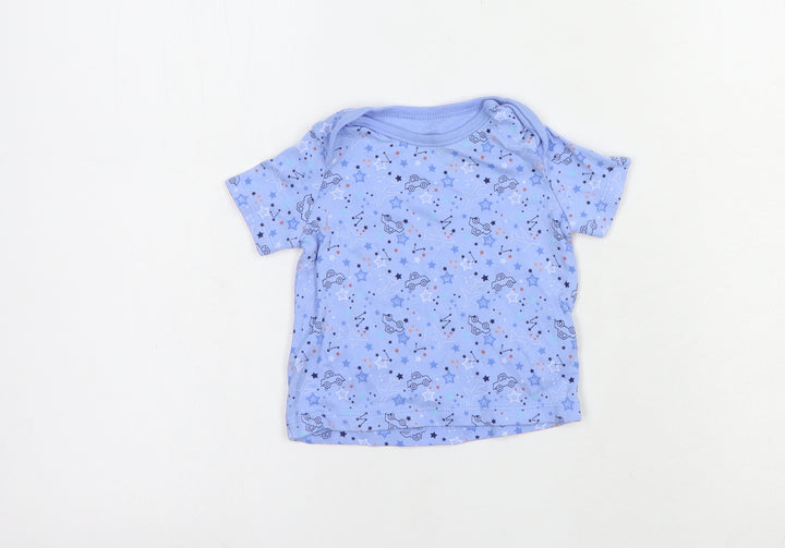 F&F Baby Blue Geometric Cotton Pullover T-Shirt Size 3-6 Months Crew Neck Pullover - Car Print