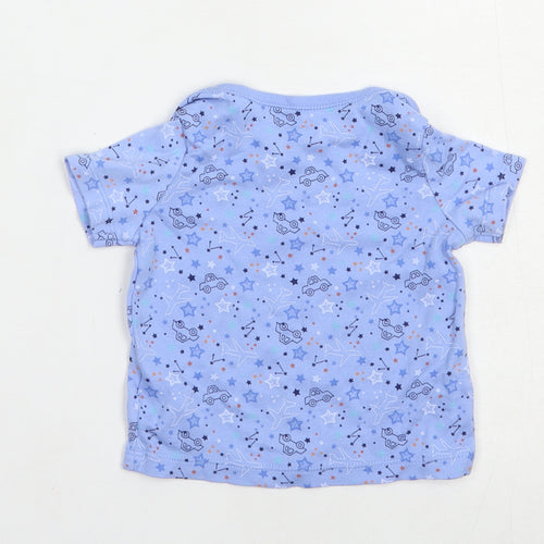 F&F Baby Blue Geometric Cotton Pullover T-Shirt Size 3-6 Months Crew Neck Pullover - Car Print