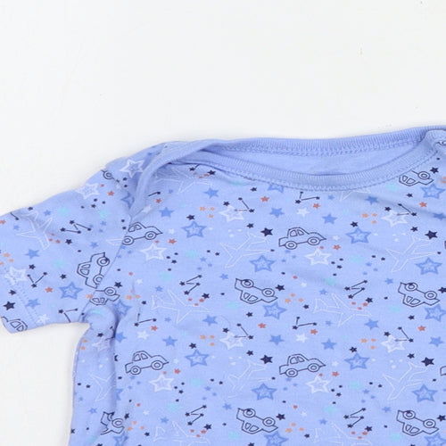 F&F Baby Blue Geometric Cotton Pullover T-Shirt Size 3-6 Months Crew Neck Pullover - Car Print