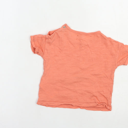 Babaluno Baby Orange  Cotton Pullover T-Shirt Size 6-9 Months Crew Neck Snap