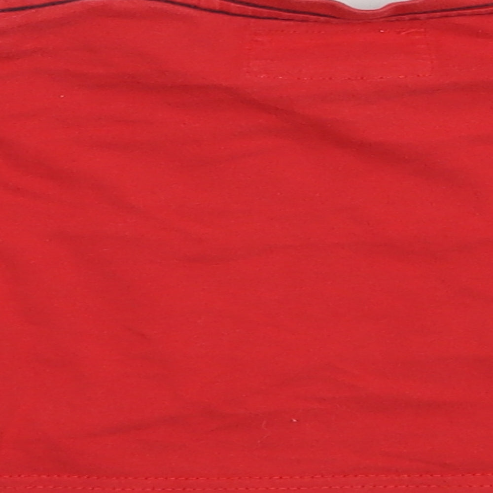 Mothercare Baby Red  Cotton Pullover T-Shirt Size 6-9 Months Crew Neck Snap - Cute Fox
