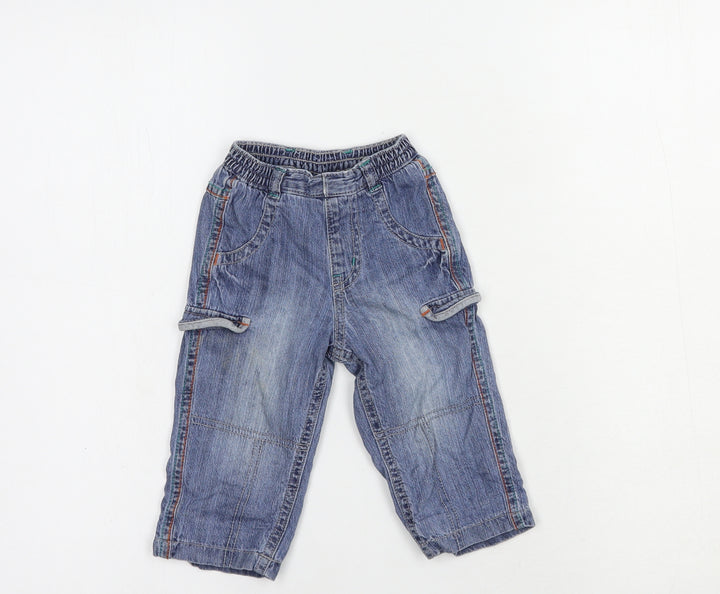 George Baby Blue Cotton Jogger Jeans Size 3-6 Months