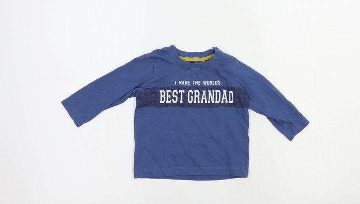 Matalan Baby Blue  Cotton Pullover T-Shirt Size 6-9 Months Crew Neck Pullover - Best Grandad