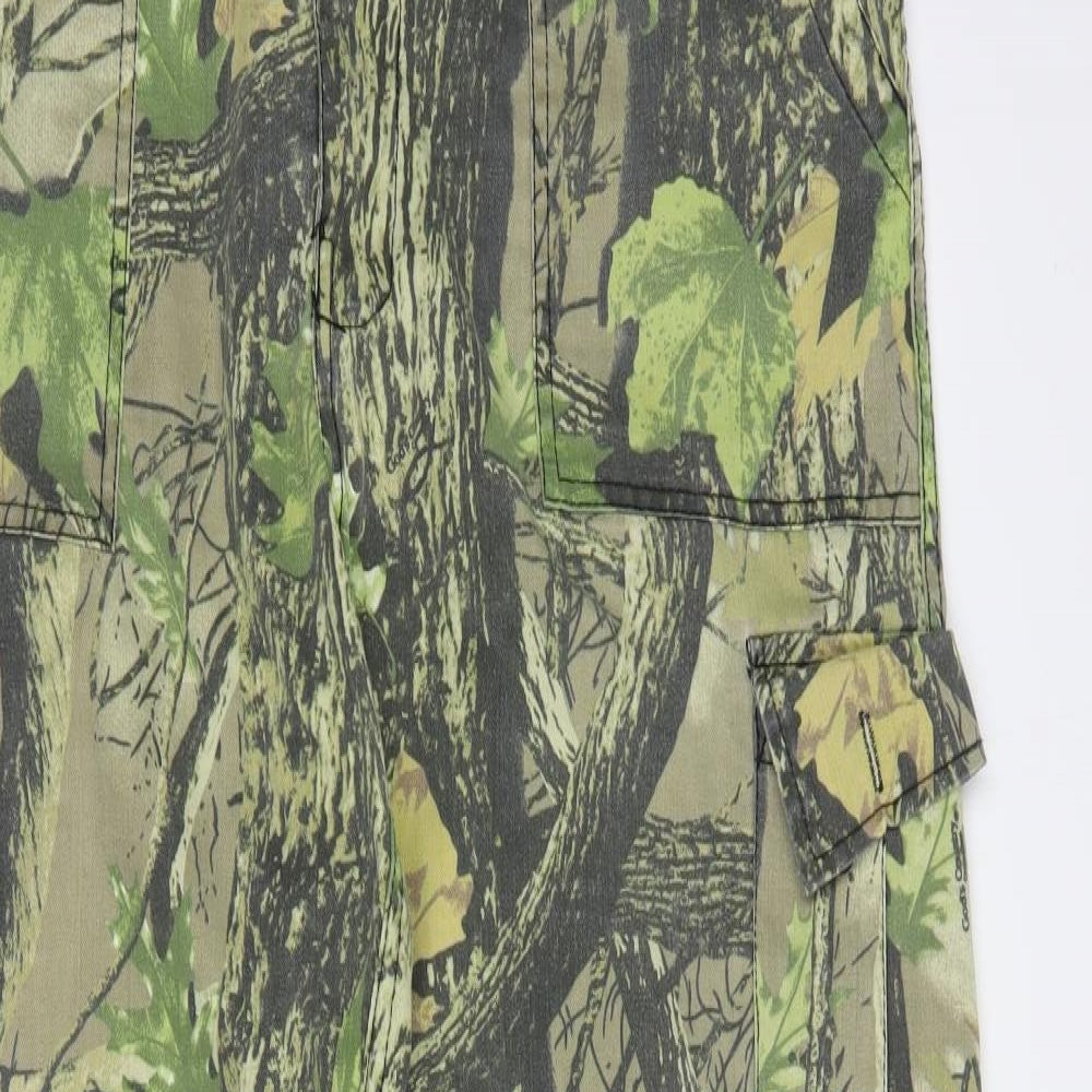 Stormkloth Mens Beige Floral Cotton Cargo Trousers Size 36 in L32 in Regular Button