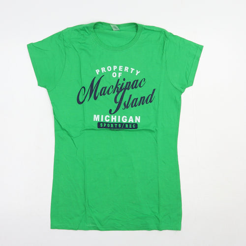 Gildan Womens Green  Cotton Basic T-Shirt Size M Crew Neck