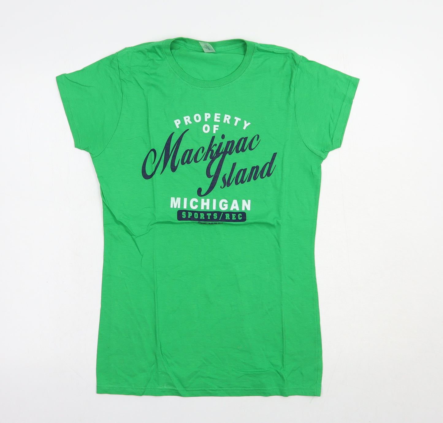 Gildan Womens Green  Cotton Basic T-Shirt Size M Crew Neck