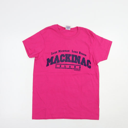 Gildan Womens Pink  Cotton Basic T-Shirt Size S Crew Neck