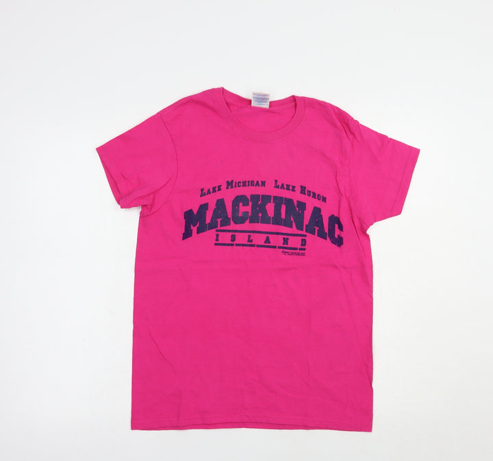 Gildan Womens Pink  Cotton Basic T-Shirt Size S Crew Neck