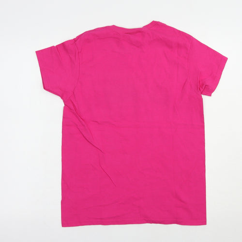 Gildan Womens Pink  Cotton Basic T-Shirt Size S Crew Neck