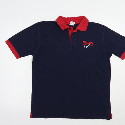 JERZEES Mens Blue  Cotton  Polo Size S Collared Button - Ulster Hockey