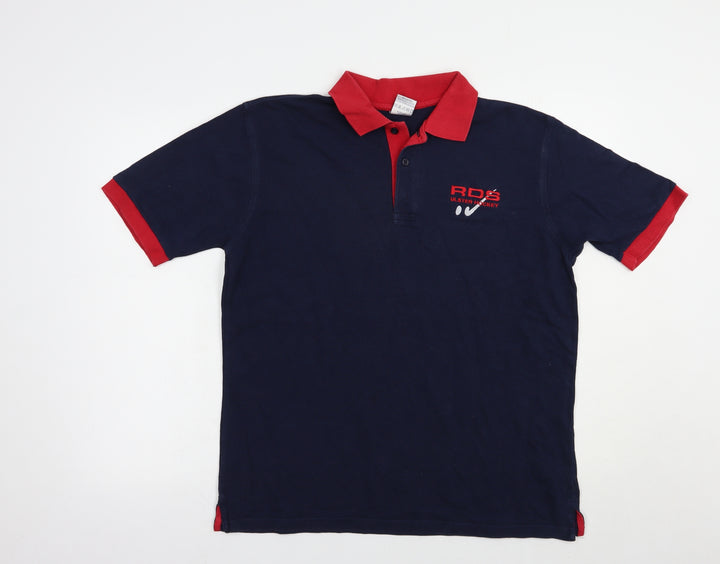 JERZEES Mens Blue Cotton Polo Size S Collared Button - Ulster Hockey