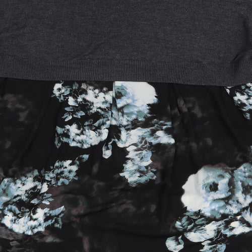 River Island Womens Grey Boat Neck Floral Viscose Tunic Jumper Size 10