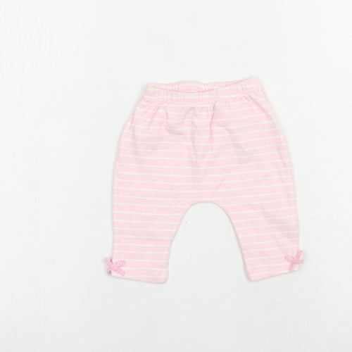 Watch Me Grow Baby Pink Striped Cotton Jogger Trousers Size 0-3 Months