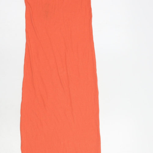 H&M Womens Orange  Cotton Tank Dress  Size XS  Scoop Neck Pullover