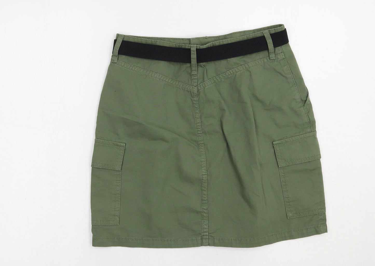F&F Womens Green  Cotton Cargo Skirt Size 8   Button