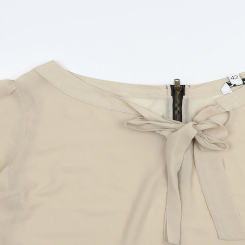 New cLook Womens Beige  Polyester Basic Blouse Size 14 Boat Neck