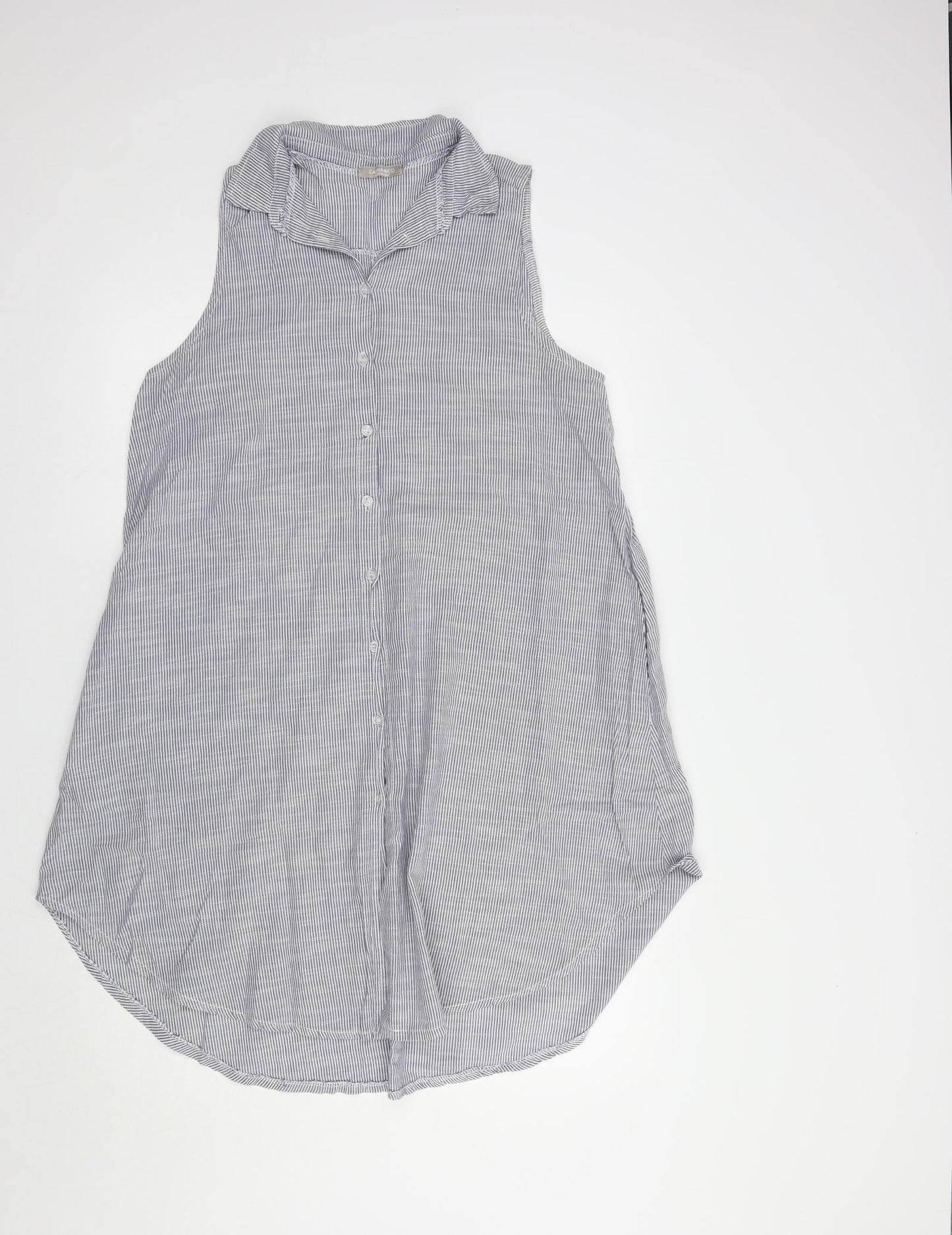 Carina Ricci Womens Blue Striped Cotton Shirt Dress  Size M  Collared Button