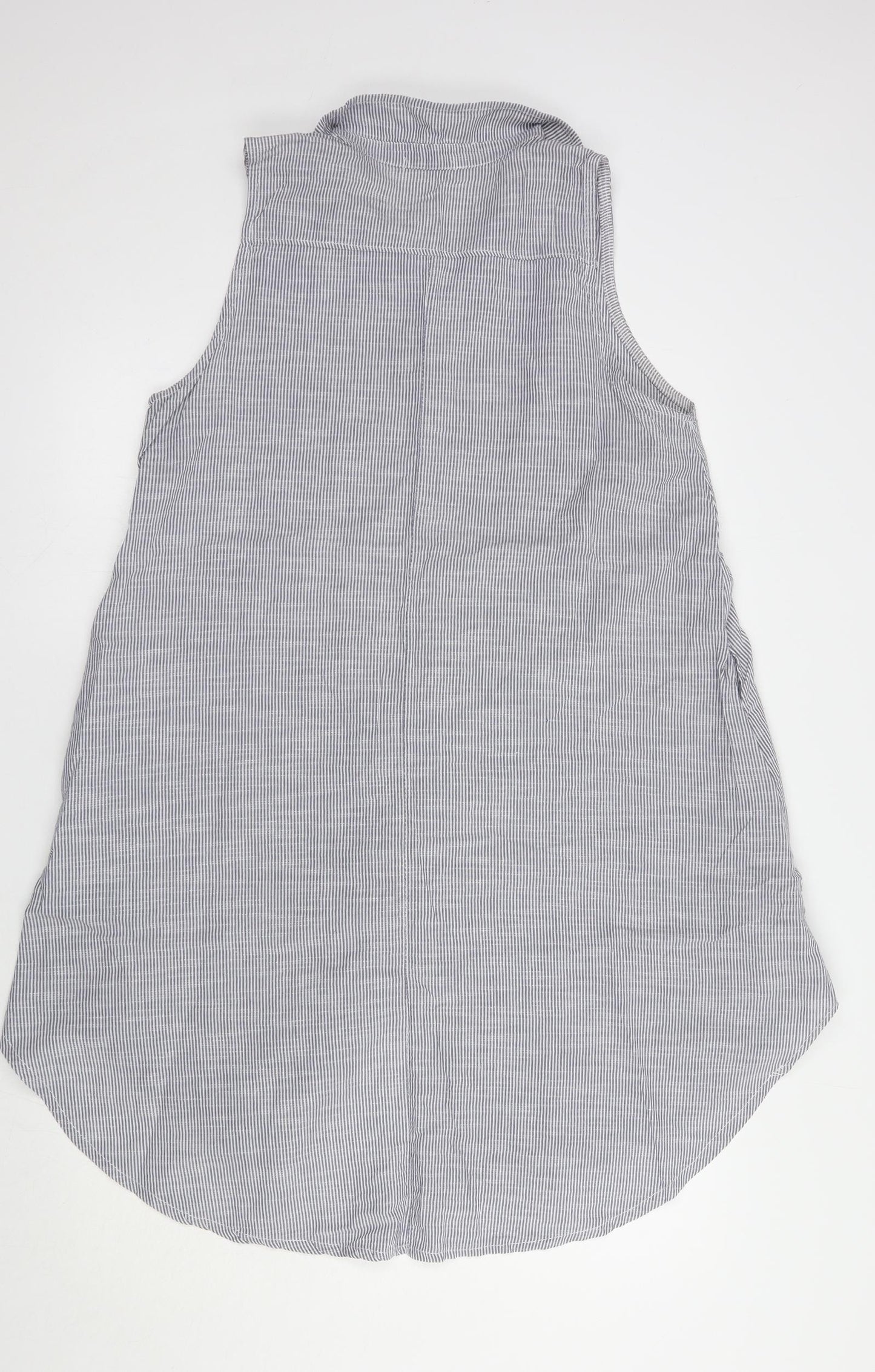 Carina Ricci Womens Blue Striped Cotton Shirt Dress  Size M  Collared Button