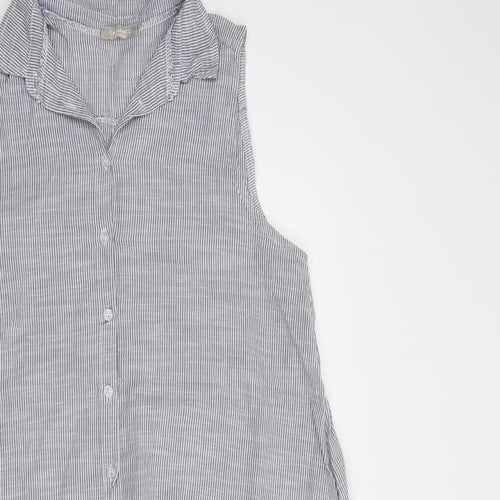 Carina Ricci Womens Blue Striped Cotton Shirt Dress  Size M  Collared Button