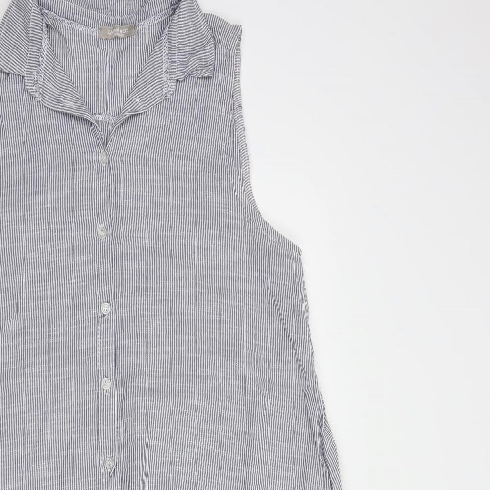 Carina Ricci Womens Blue Striped Cotton Shirt Dress  Size M  Collared Button