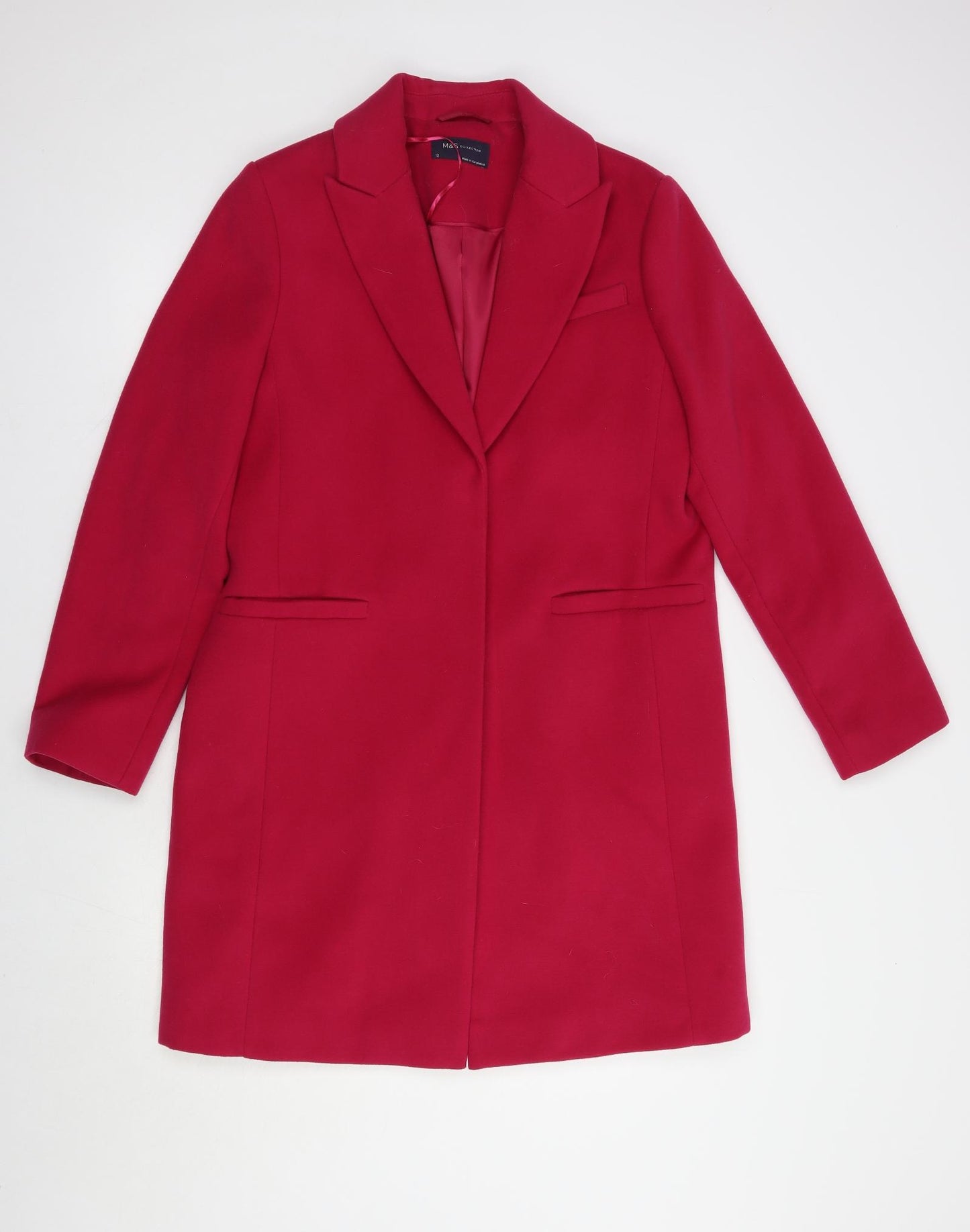 Marks and Spencer Womens Pink   Pea Coat Coat Size 12  Snap