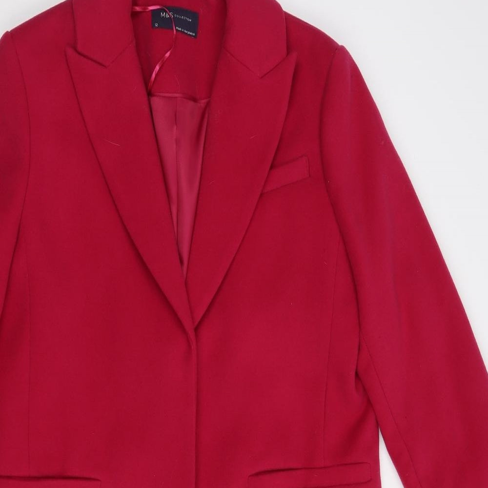 Marks and Spencer Womens Pink   Pea Coat Coat Size 12  Snap