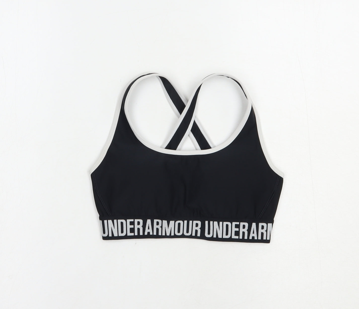 Under armour Womens Black  Polyester Cropped Tank Size S Scoop Neck Pullover - Sports Bra