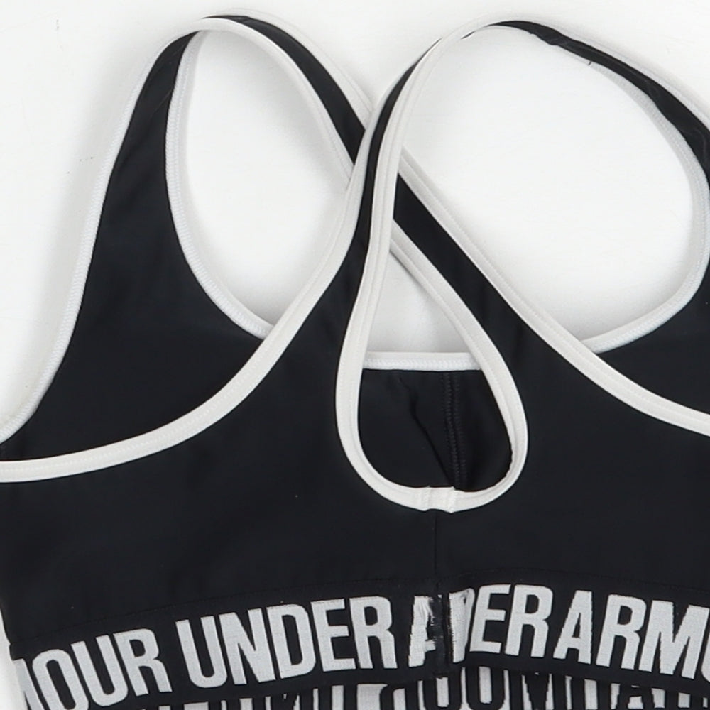Under armour Womens Black  Polyester Cropped Tank Size S Scoop Neck Pullover - Sports Bra