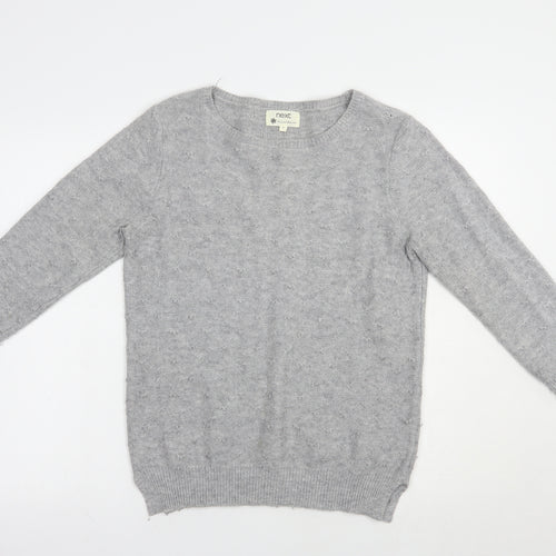 NEXT Womens Grey Boat Neck  Nylon Pullover Jumper Size 10