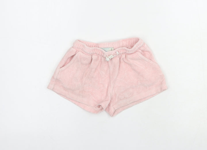 Leigh Tucker Girls Pink Cotton Sweat Shorts Size 6-7 Years Regular Drawstring
