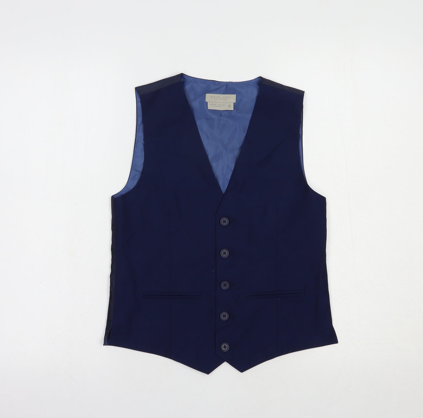 John Lewis Boys Blue   Jacket Waistcoat Size 12 Years  Button