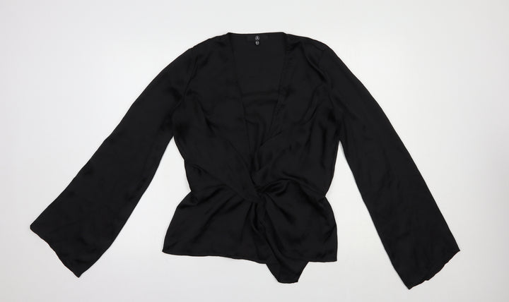 Missguided Womens Black Polyester Basic Blouse Size 8 V-Neck