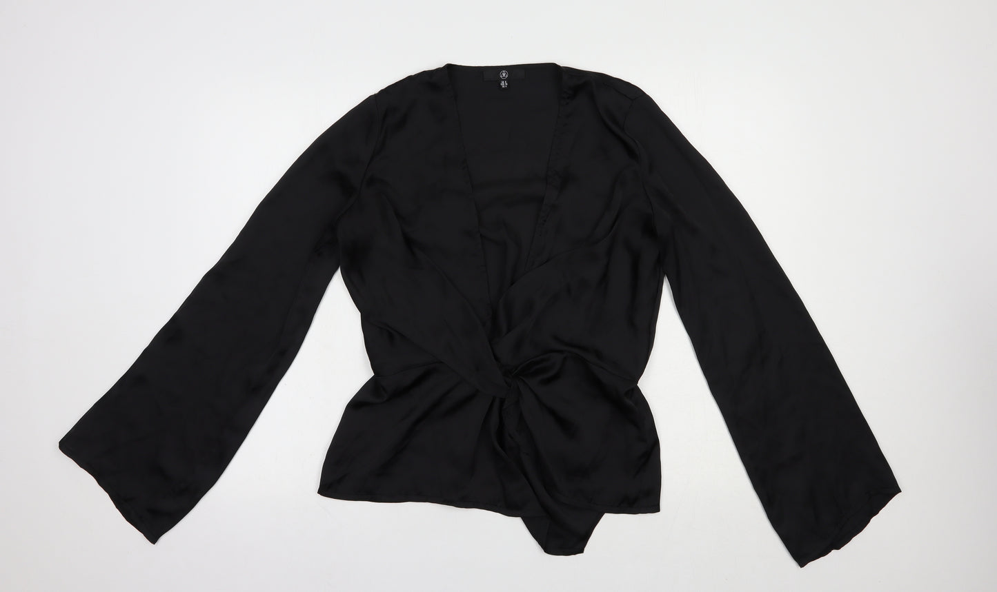Missguided Womens Black  Polyester Basic Blouse Size 8 V-Neck