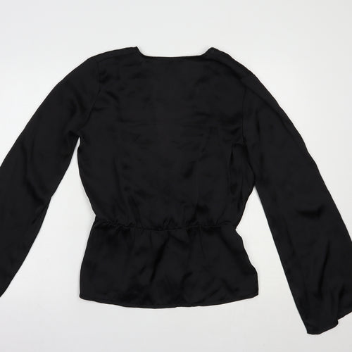 Missguided Womens Black  Polyester Basic Blouse Size 8 V-Neck