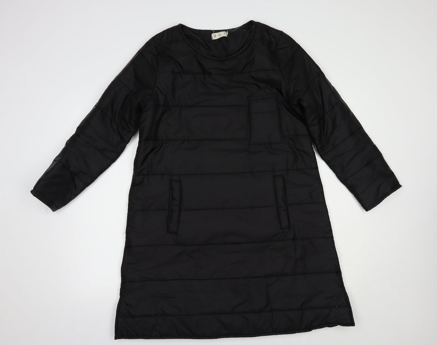 Y-G-S Womens Black   Overcoat Coat Size L