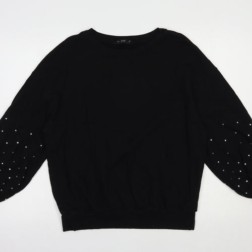 F&F Womens Black  Cotton Pullover Sweatshirt Size 8  Pullover