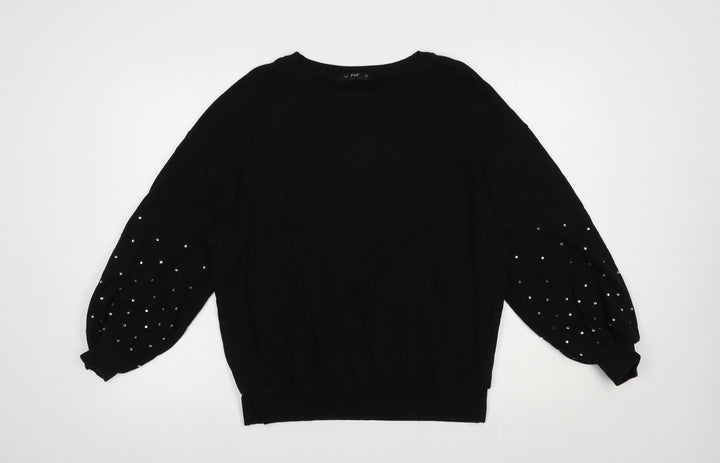F&F Womens Black Cotton Pullover Sweatshirt Size 8 Pullover